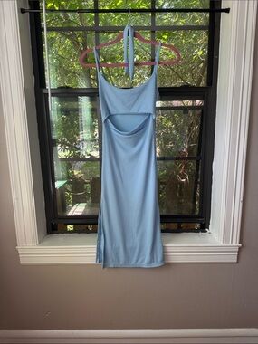 Light Blue Cutout Slip Dress
